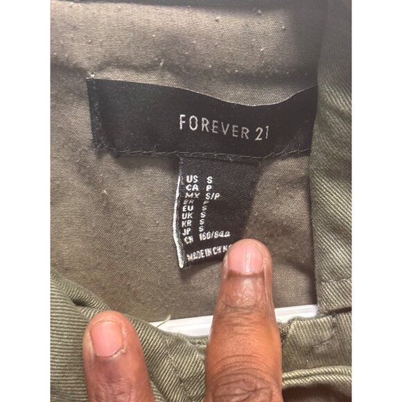 Forever 21 Olive Green Hooded Jacket With Drawstring & Pockets - Size S - Picture 6 of 8